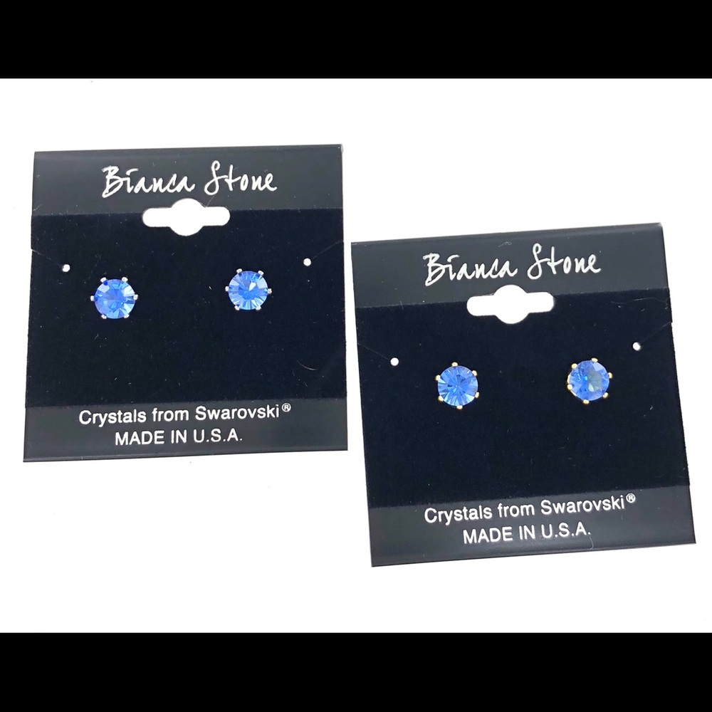 Crystal Stud Earrings - Sapphire